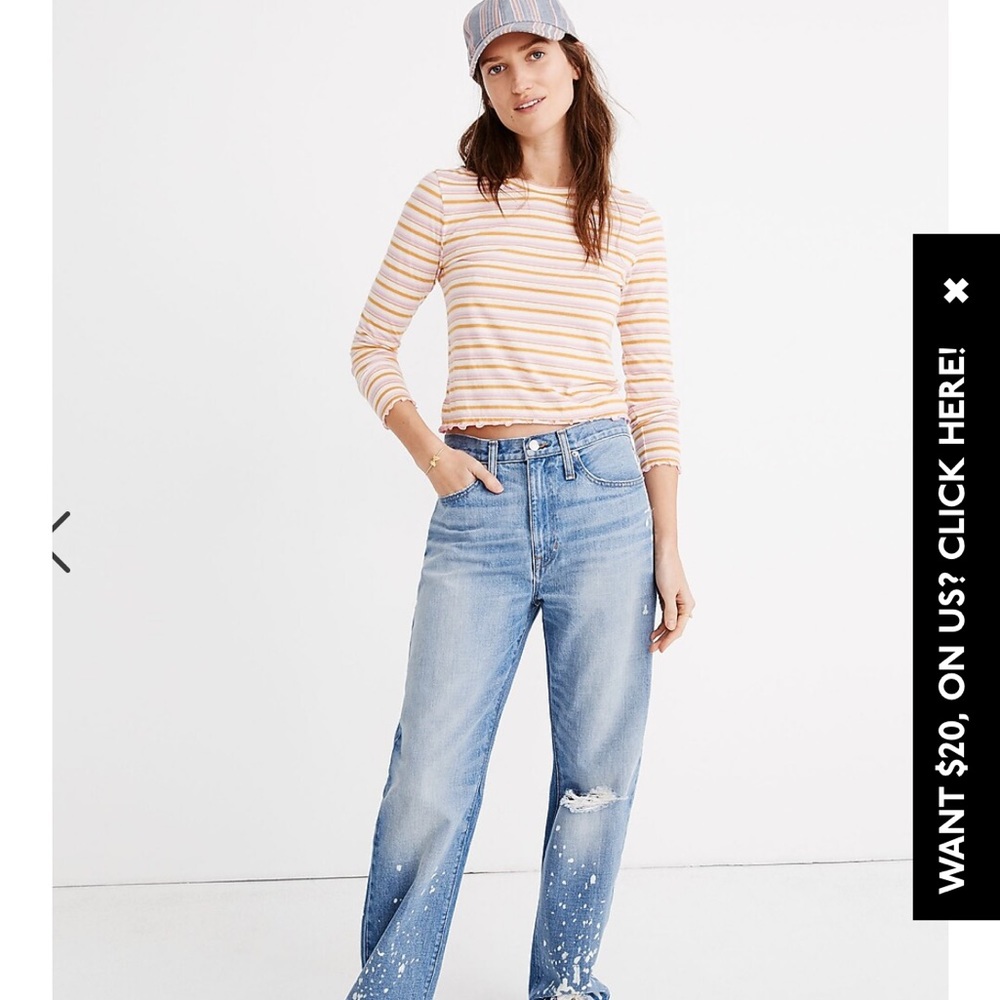 Madewell The Dad Jean Light Wash Splatter Paint Jeans